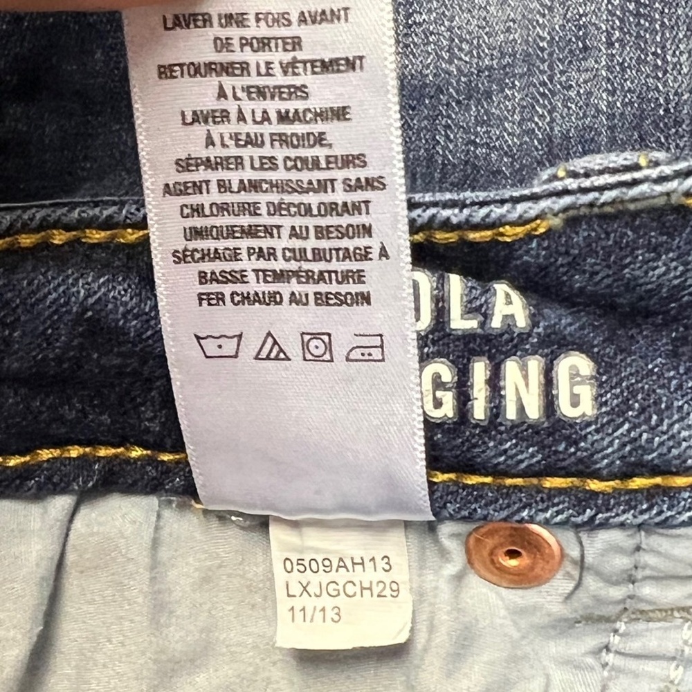 Aeropostale Lola Jegging Jeans 6 Dark Blue Distressed Low Rise Y2K Grunge Trendy - Picture 8 of 9
